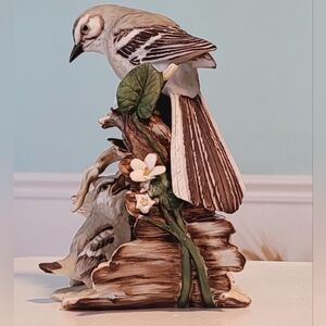 Masterpiece By Homco, Mother & Baby Bird, Hand Painted Porcelain Figurine